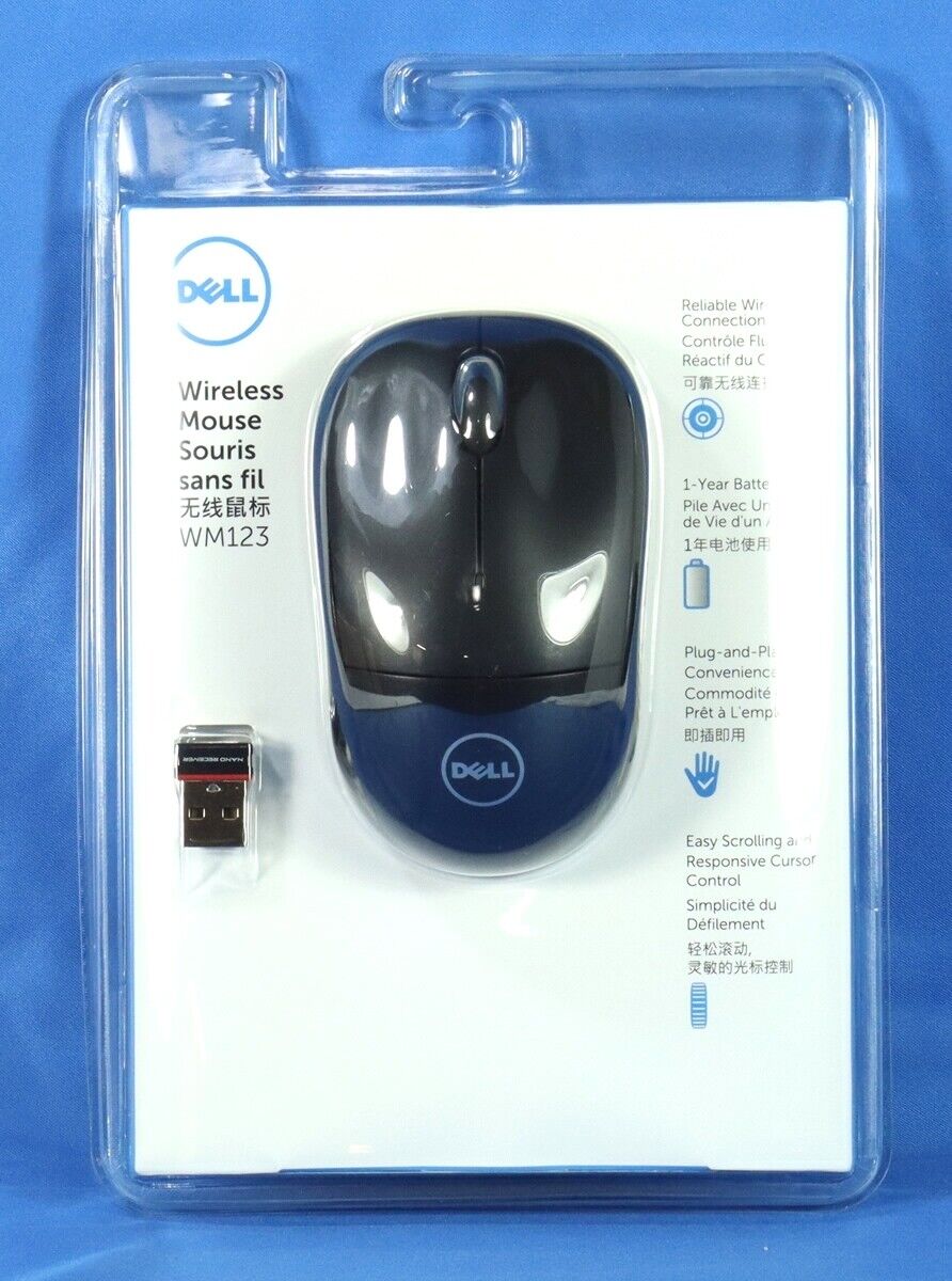 NEW SEALED Dell PXK14 WM123 Optical Wireless 3-Button Mouse 1000 dpi