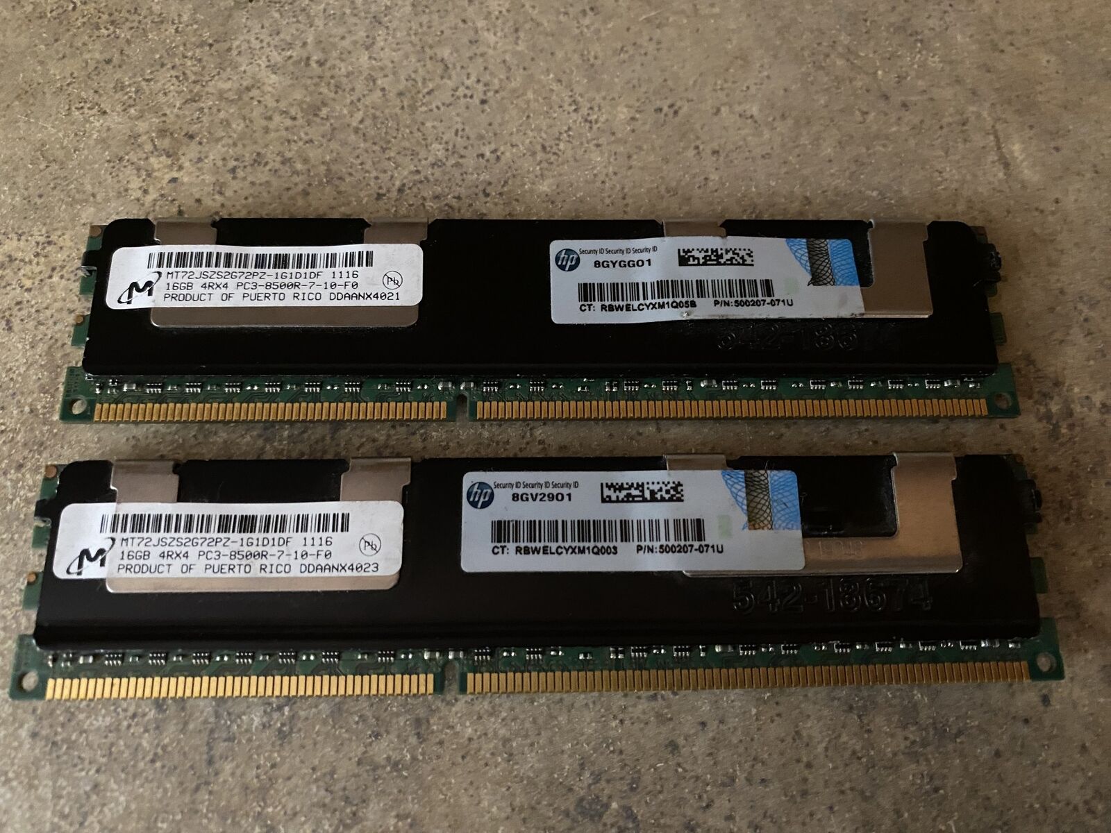 LOT OF 2 MICRON MT72JSZS2G72PZ-1G1D1DF DDR3 1066MHZ 32GB (2X16GB) RAM  J3-5(3)