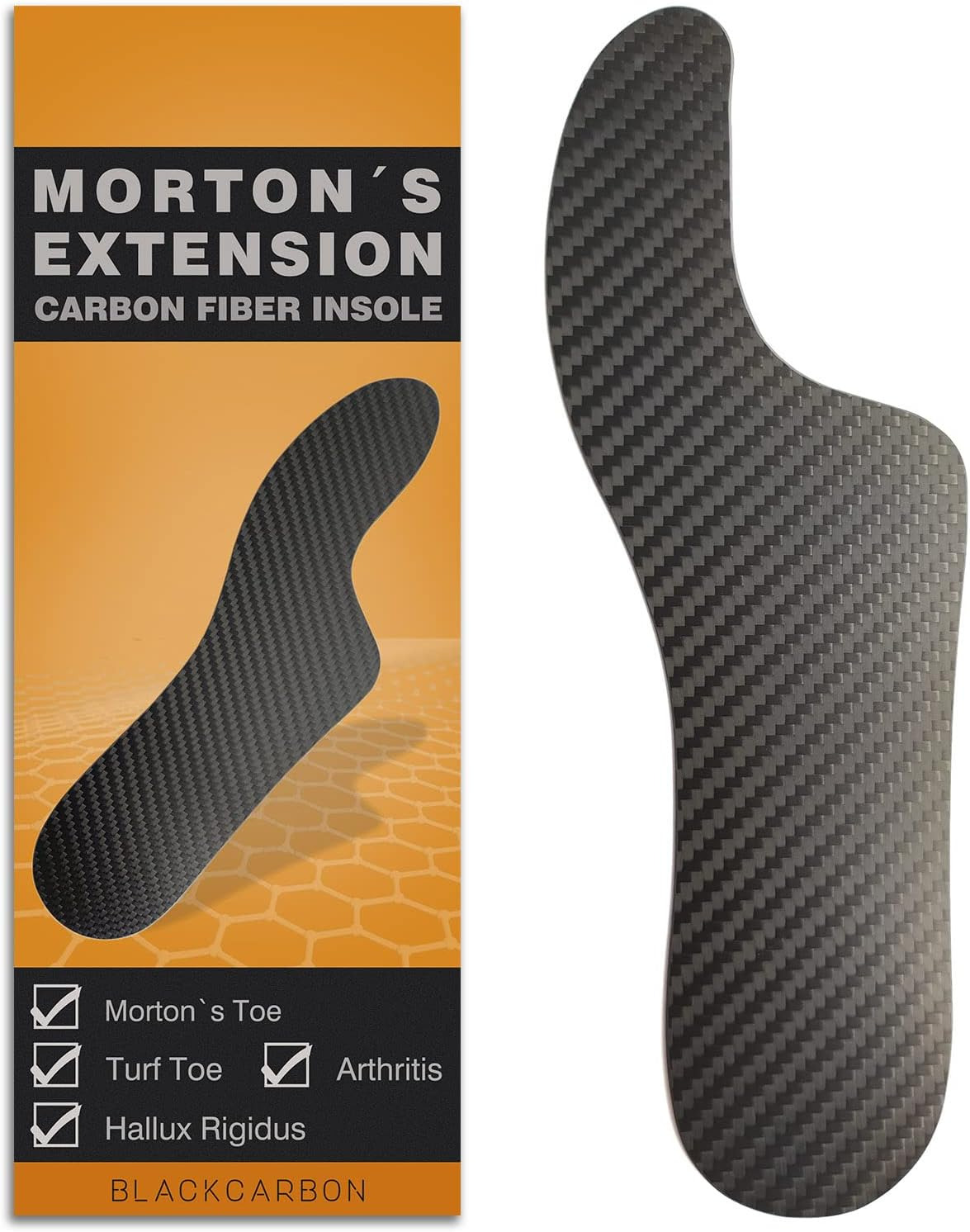 Morton\'S Extension Orthotic,Carbon Fiber Insole,Rigid Foot Support Insert for Mo