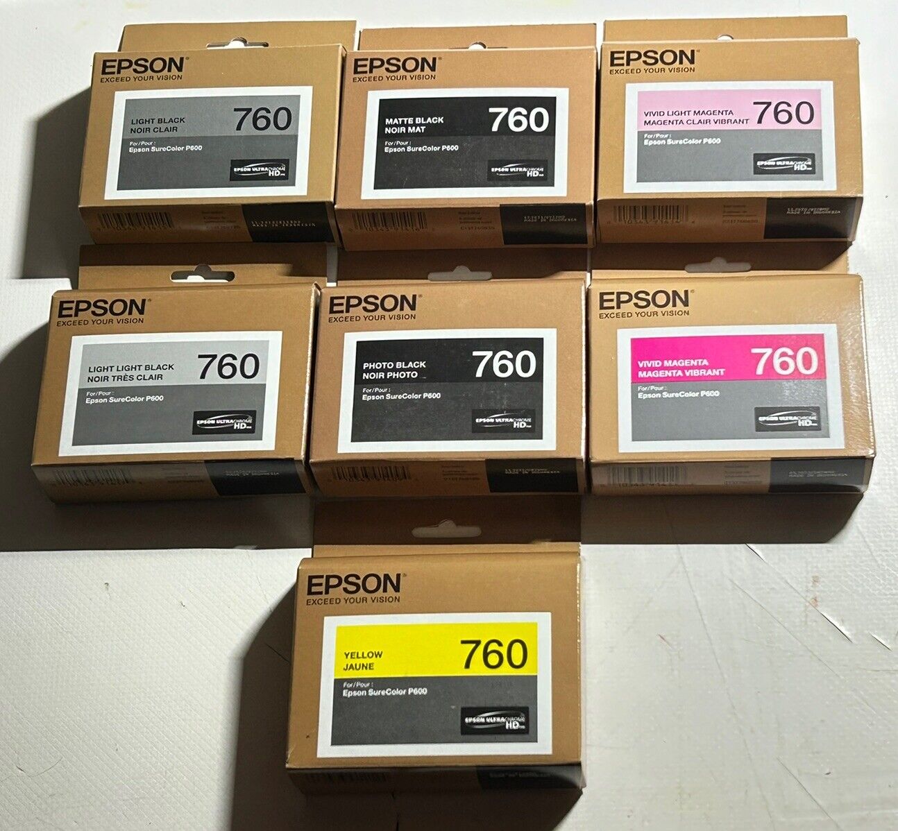2020-2023 Set OF 7 Genuine Epson 760 Ink SC-P600 T601-603-604-606-607-608-609