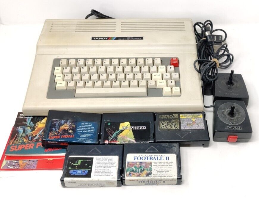 Vintage Tandy Color Computer 3 128K With 5 Games, 2 Controllers Working Tested