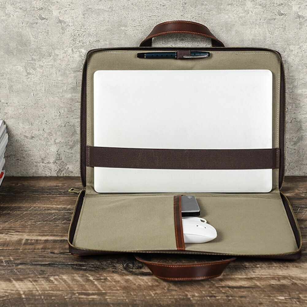 Laptop Bag For Man 2024 Briefcase Mac Air 15 Inch Leather Adjustable Bag Vintage