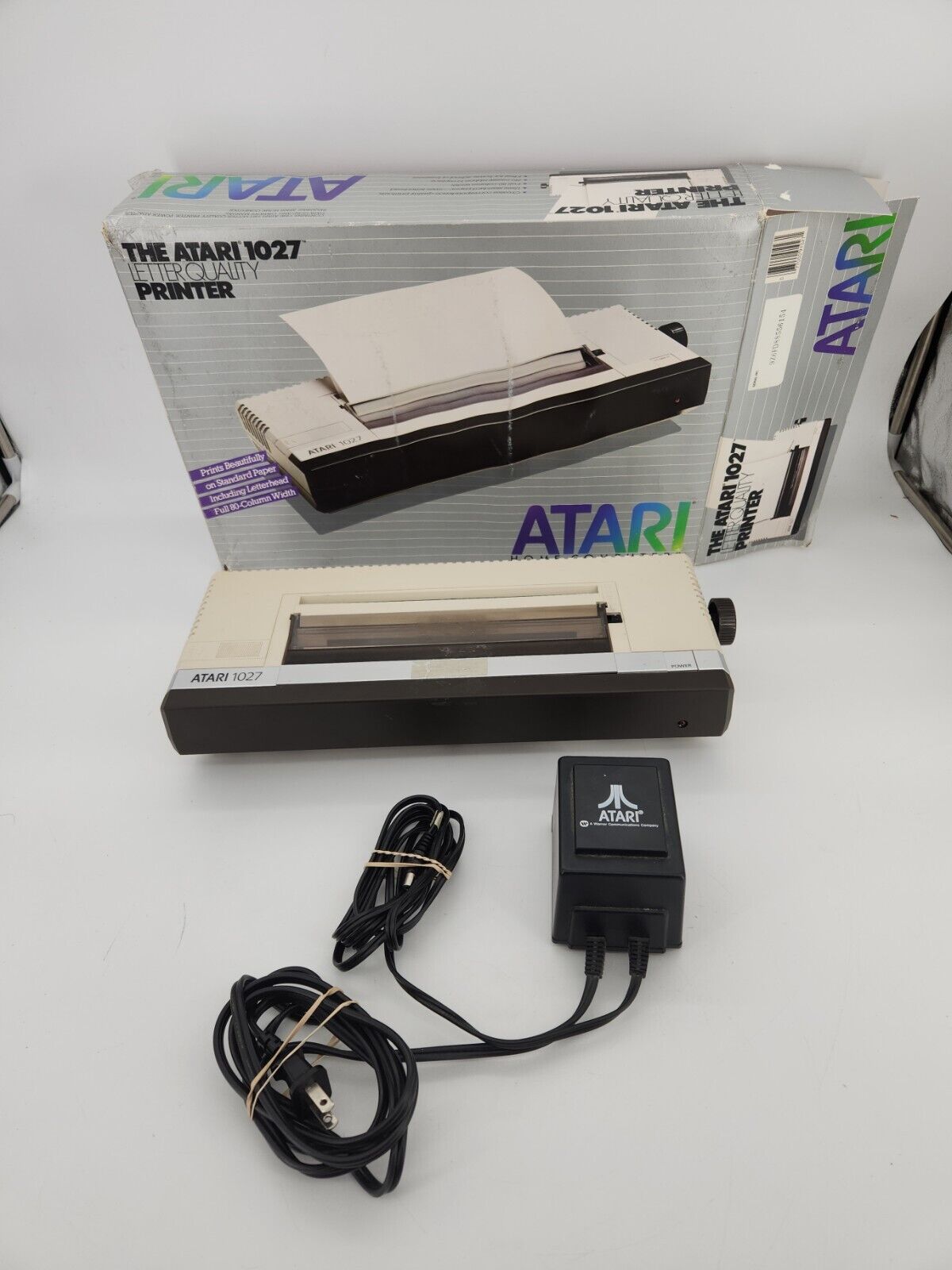 Vintage Atari 1027 Letter Quality Printer With Box & Power Supply - Powers on