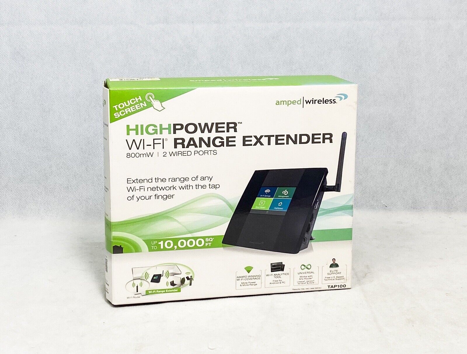 Amped Wireless High Power Wi-Fi Range Extender with Touch Screen TAP100