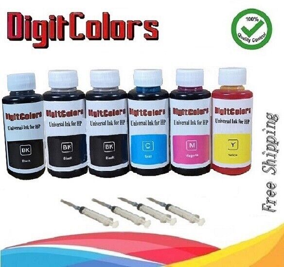 4-Color Bulk Ink Refill Kit for HP Inkjet Printer Cartridges 600ml Total
