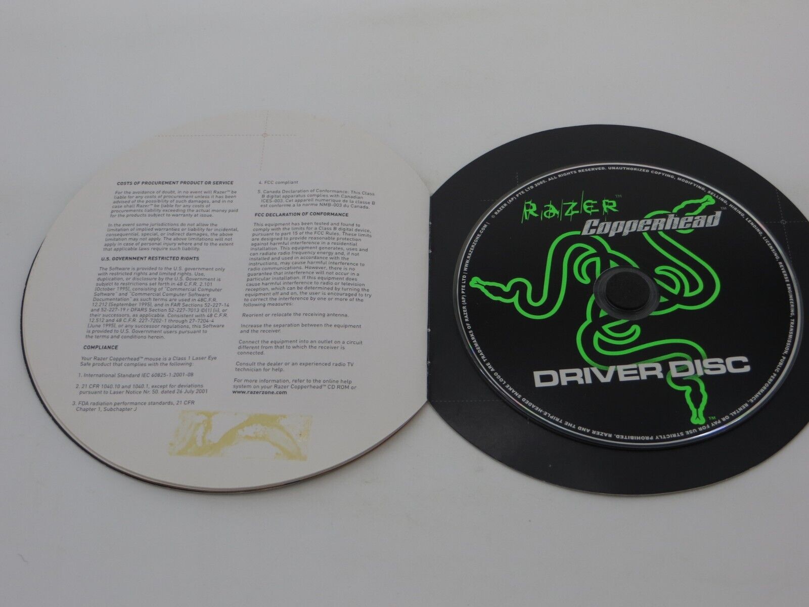 RAZER Copperhead Computer Mouse Driver Disc CD-ROM 2005 vtg pc com disk