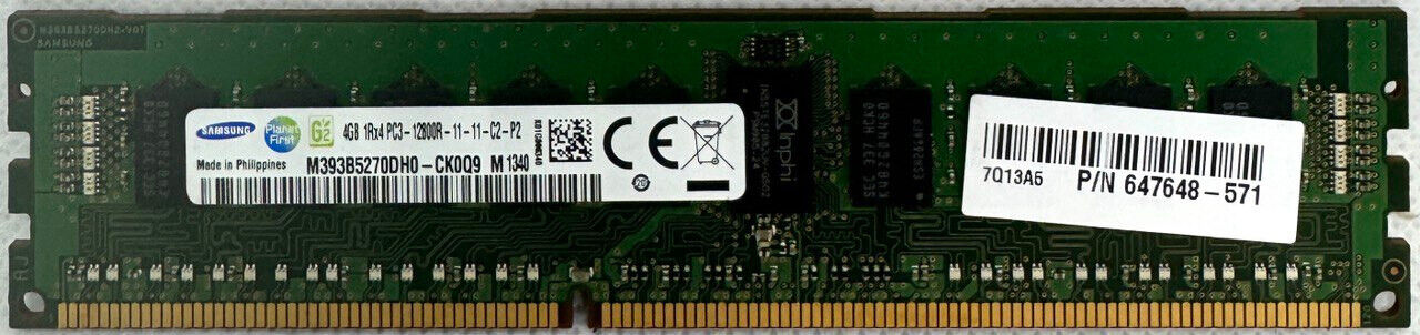 Samsung 4GB 1Rx4 PC3-12800R M393B5270DH0-CK0 DDR3 RDIMM - SERVER RAM