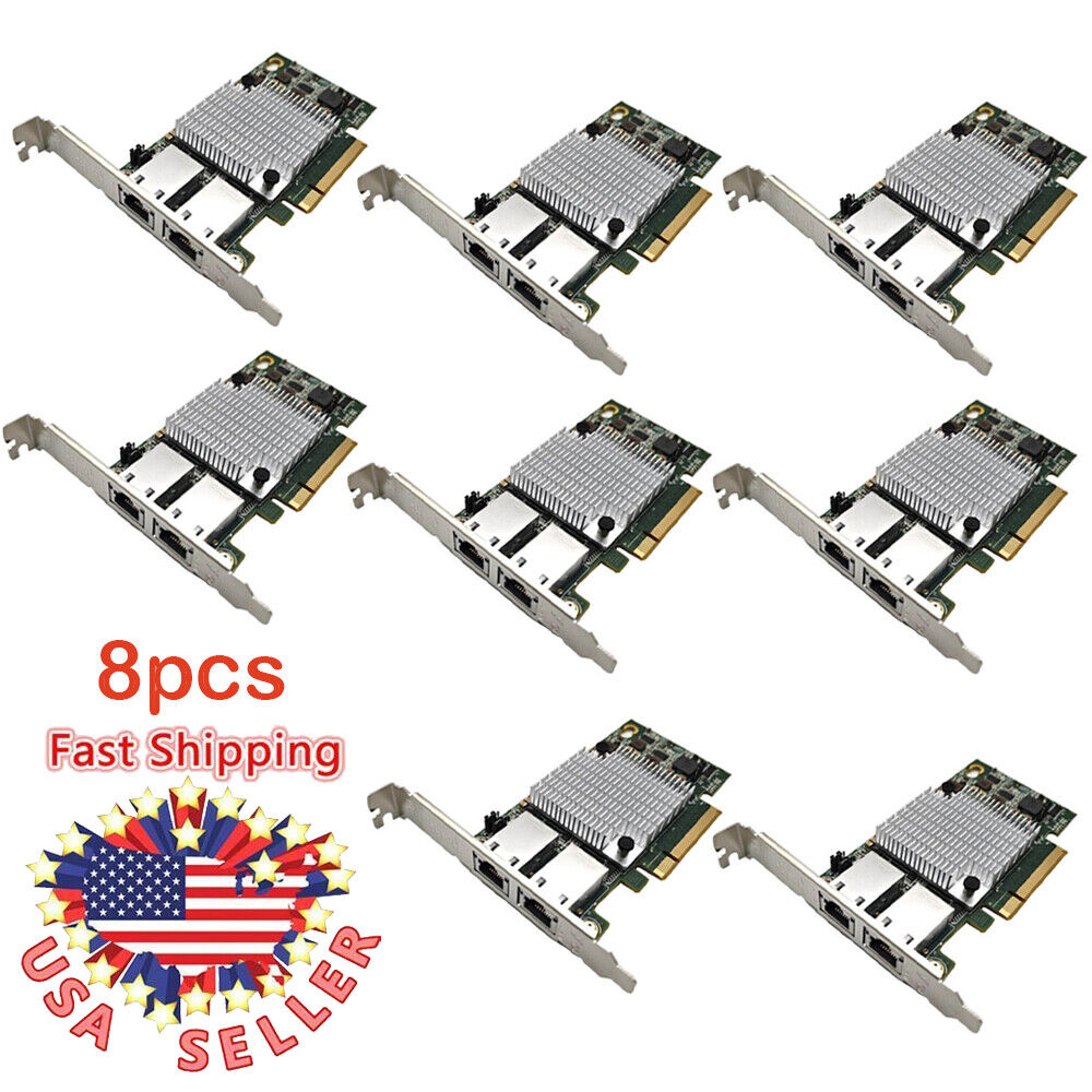 8Pcs Intel X540-T2 X540-AT2 10G PCI-E Dual RJ45 Ports Ethernet Network Adapter