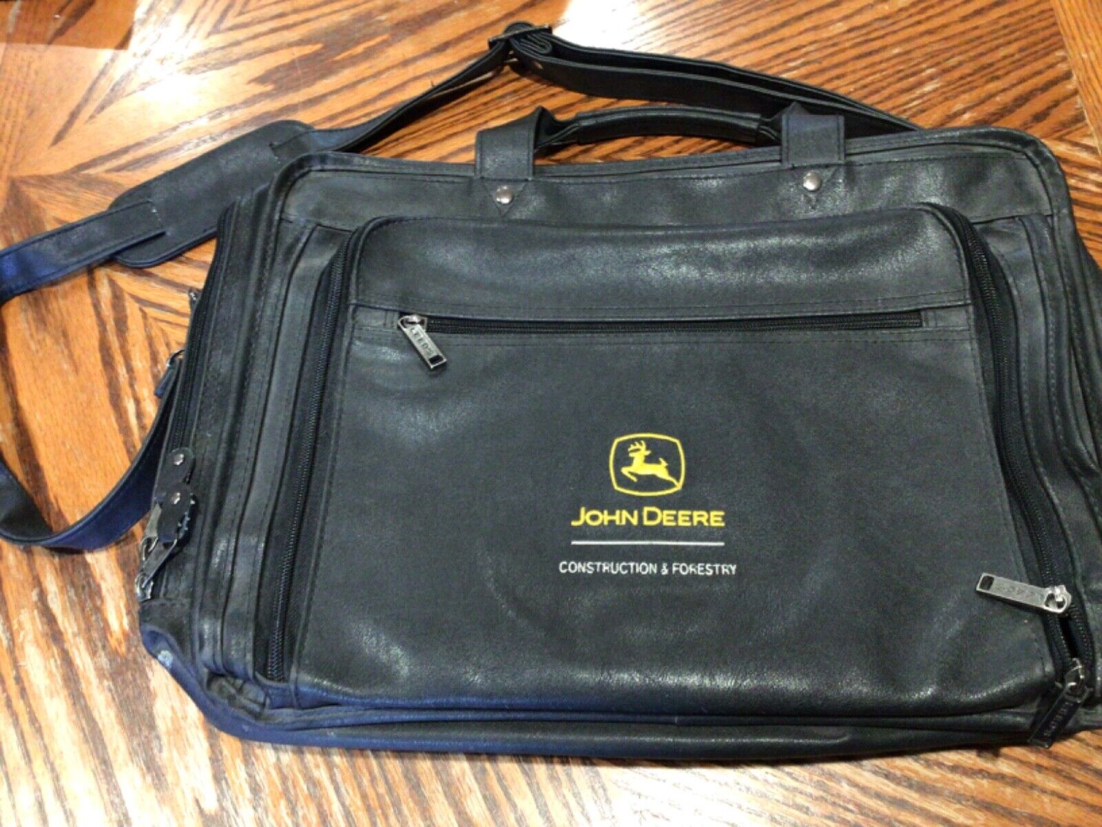 Leeds John Deere Embroidered Faux Leather Briefcase Shoulder Bag Laptop Case C&F