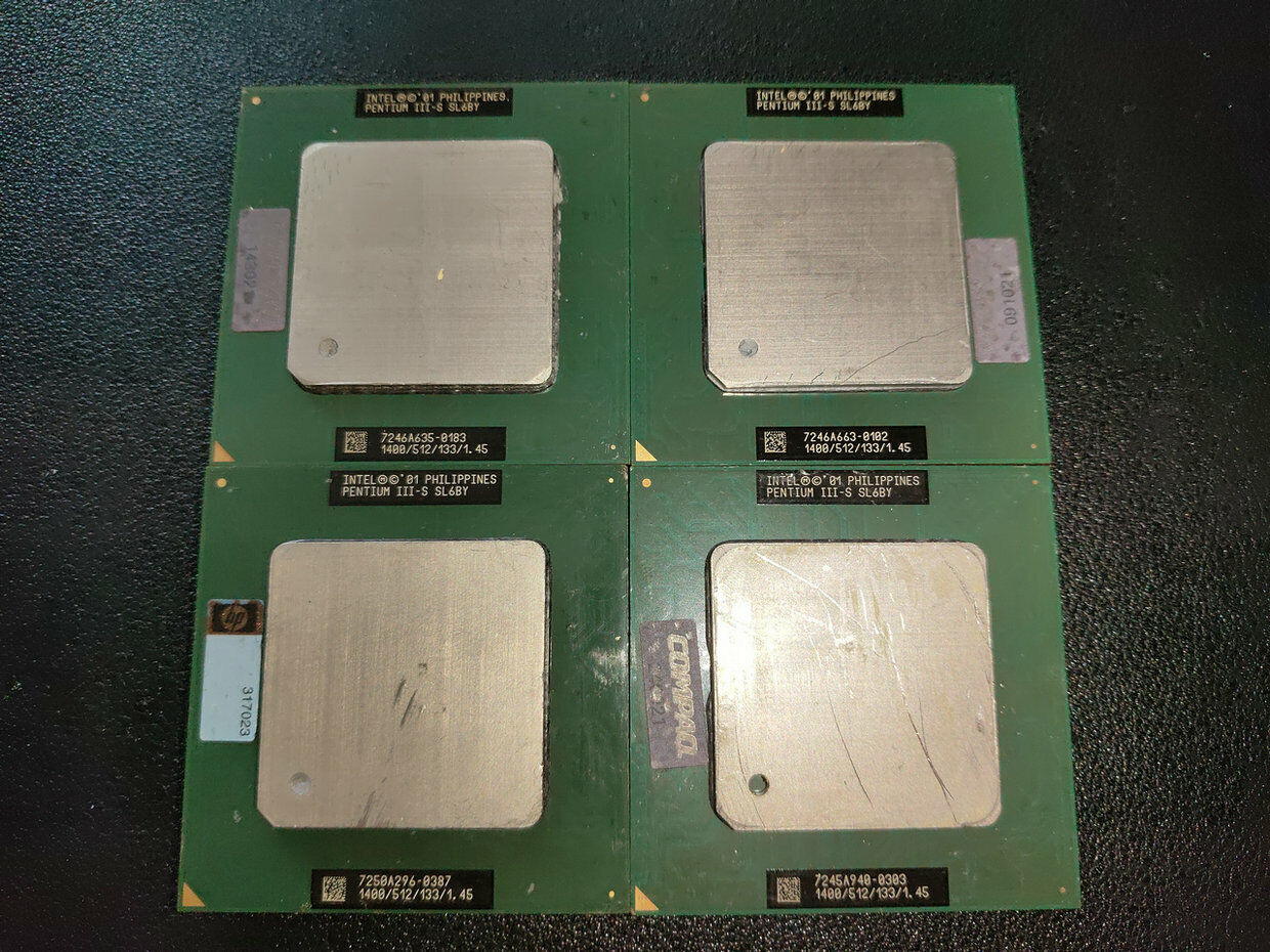 1x Vintage Rare Gold CPU Intel PENTIUM III-S 1400/512/133/1.45 SL6BY tB1 Working