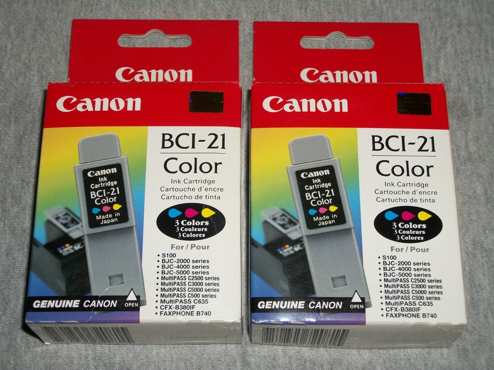Lot of (2) Genuine Original Canon Ink Cartridges ~ BCI-21 Color ~ New/Sealed