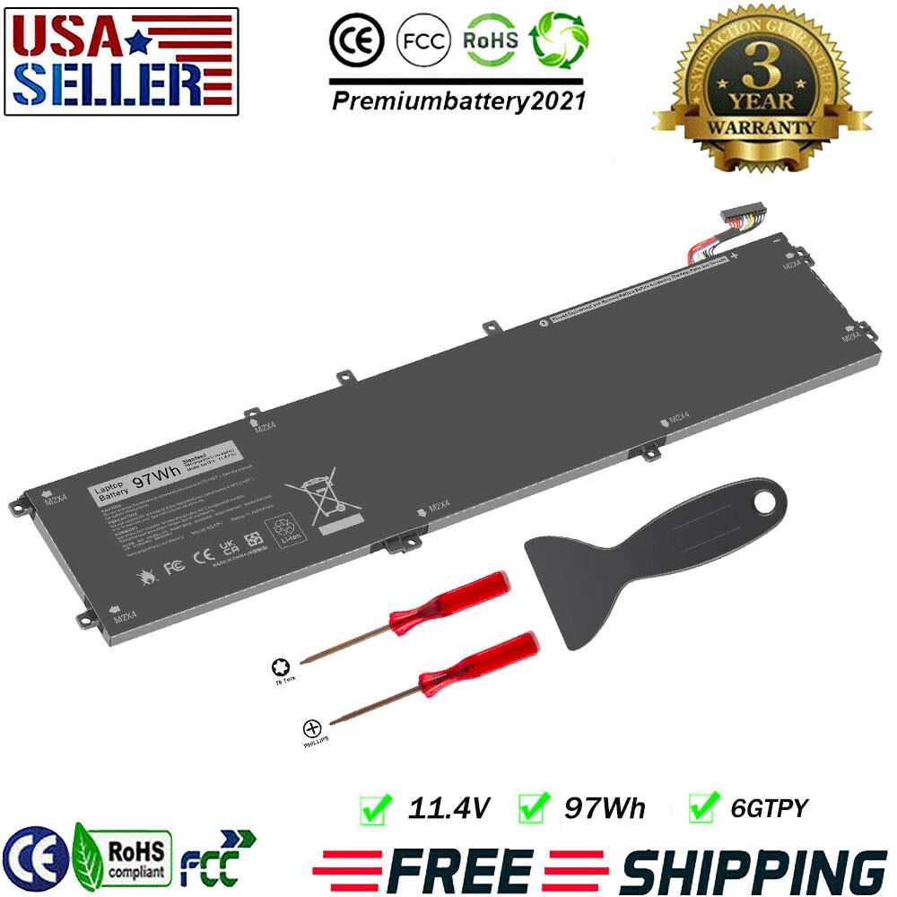 ✅ 97Wh 6-Cell Extended Battery for Dell XPS 15 9560 9570 Laptop GPM03 6GTPY