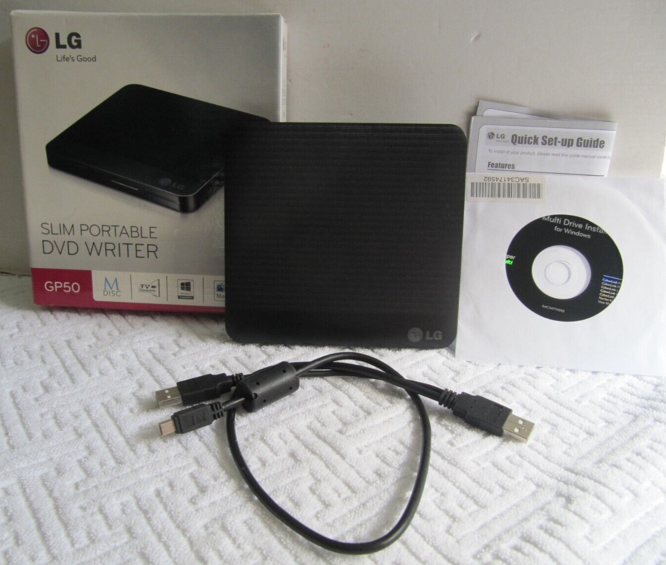 LG Slim Portable DVD Writer GP50 Brand New In Open Box Windows, Mac Compatible