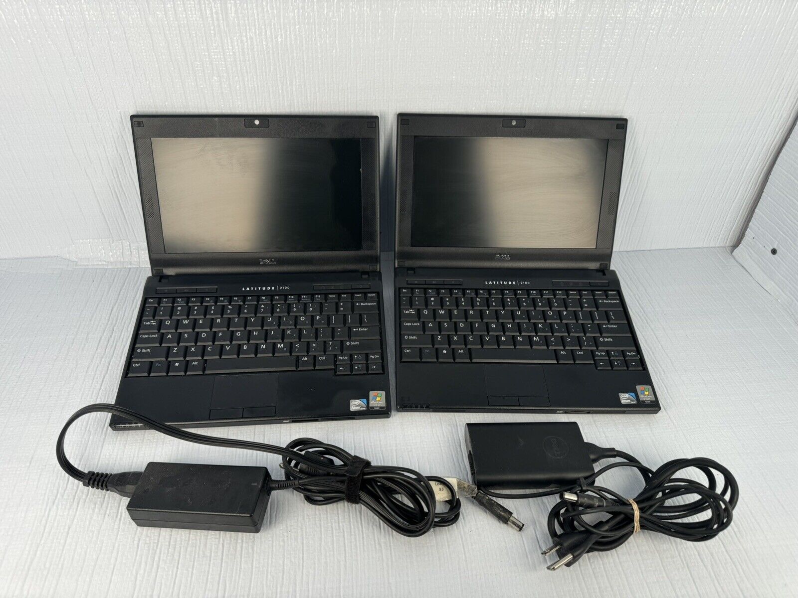 Lot Of 2 With Chargers 10.1” Dell Latitude 2100 Intel Atom 1.60GHz 2GB 80GB
