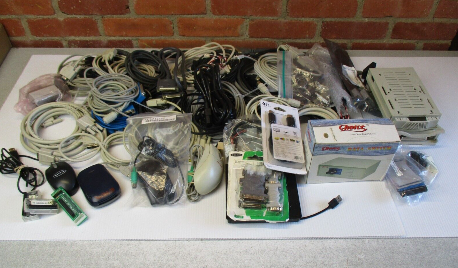 Vintage Computer Parts Large Lot Cables Mouse and More
