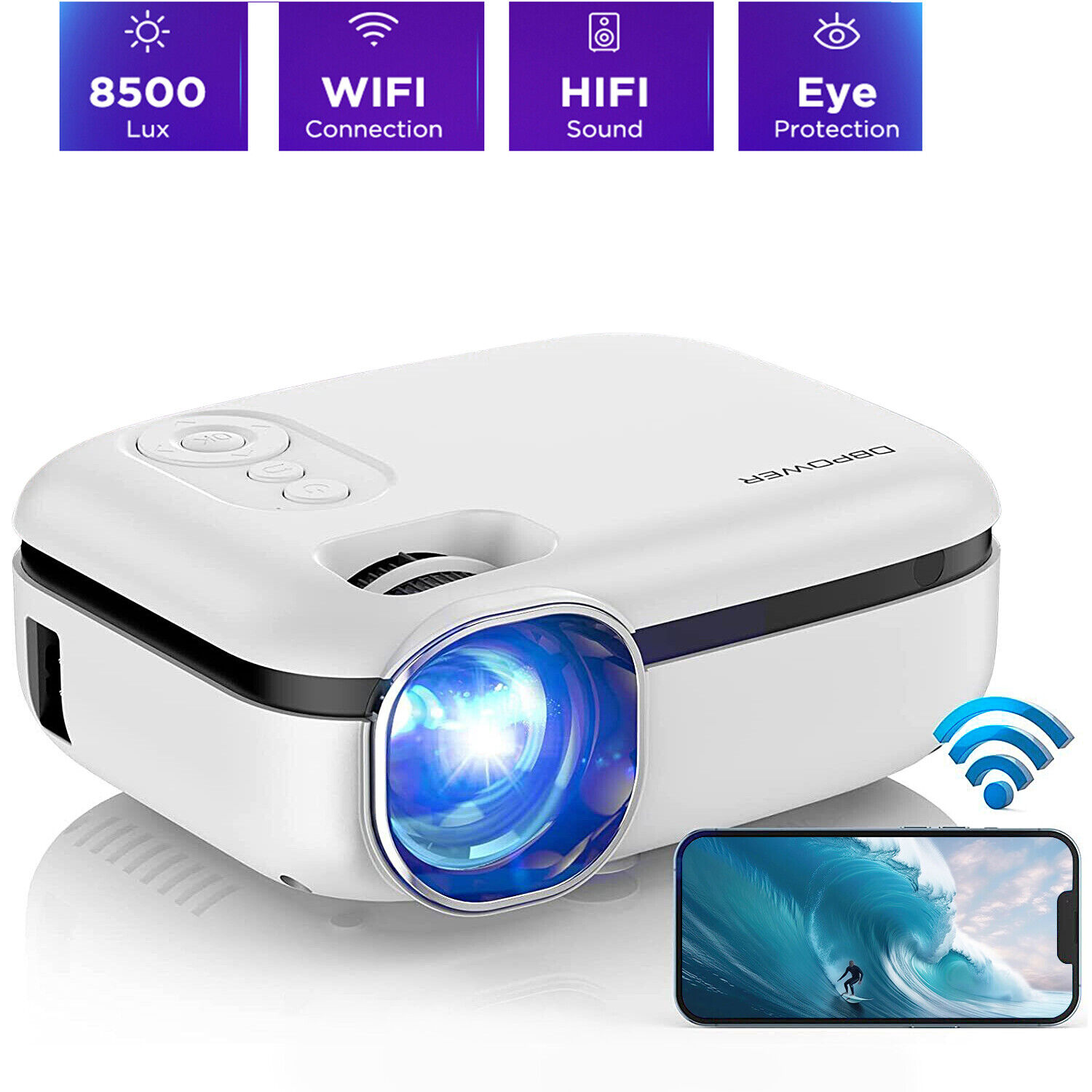 WiFi Video Projector 8500 Lumens 1080P LED Mini Home Theater Cinema Projector