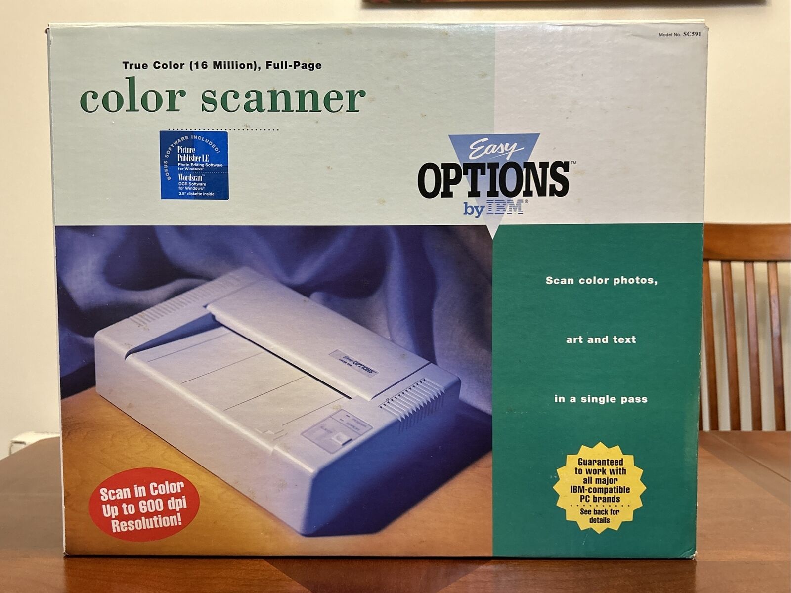 Vintage 1980s 90s  IBM Color Scanner In Box With PC Computer PCI card & Cover