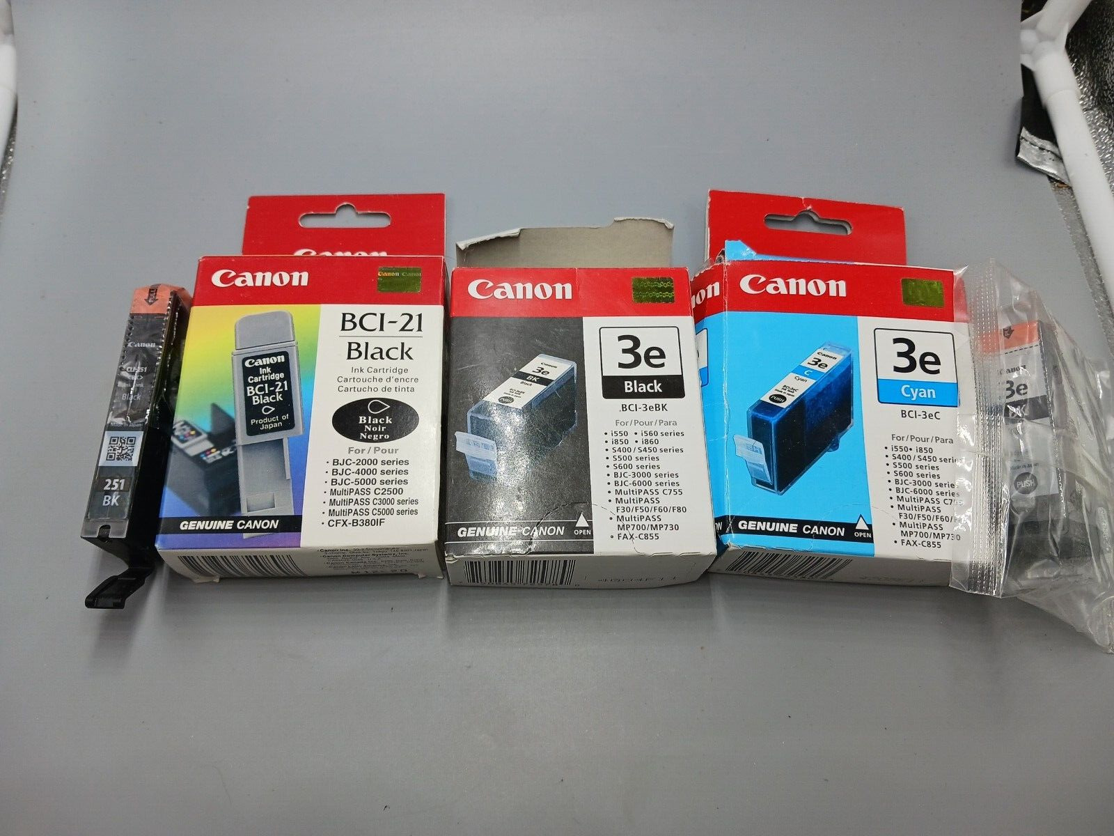Mixed Lot Of 5 UNUSED Canon Ink Cartridges Bci-21 and 3e