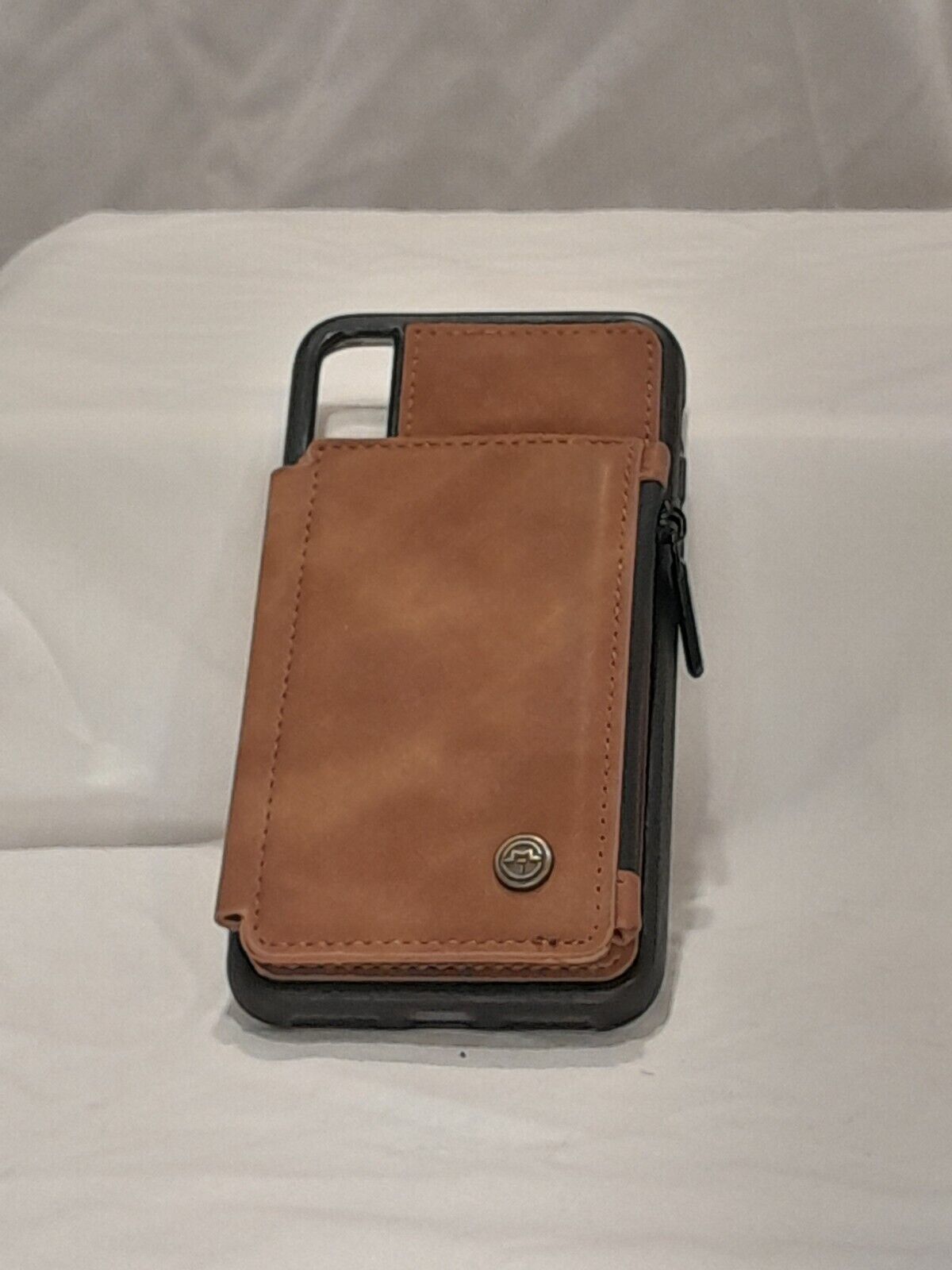 iPhone XR CaseMe RFID Protected Brown Wallet Cell Phone Case Double Snap Closure