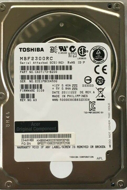 300GB Toshiba MBF2300RC 10000 RPM 2.5\