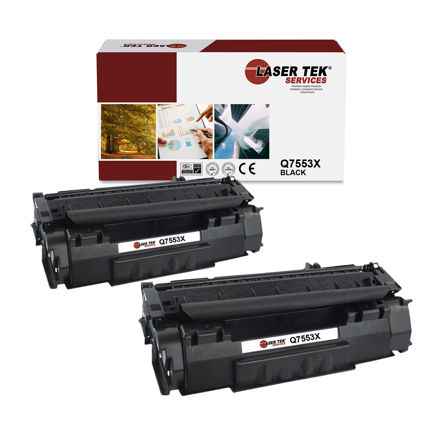 2Pk LTS 53X Q7553X Black HY Compatible for HP LaserJet M2727 M2727nf MFP Toner