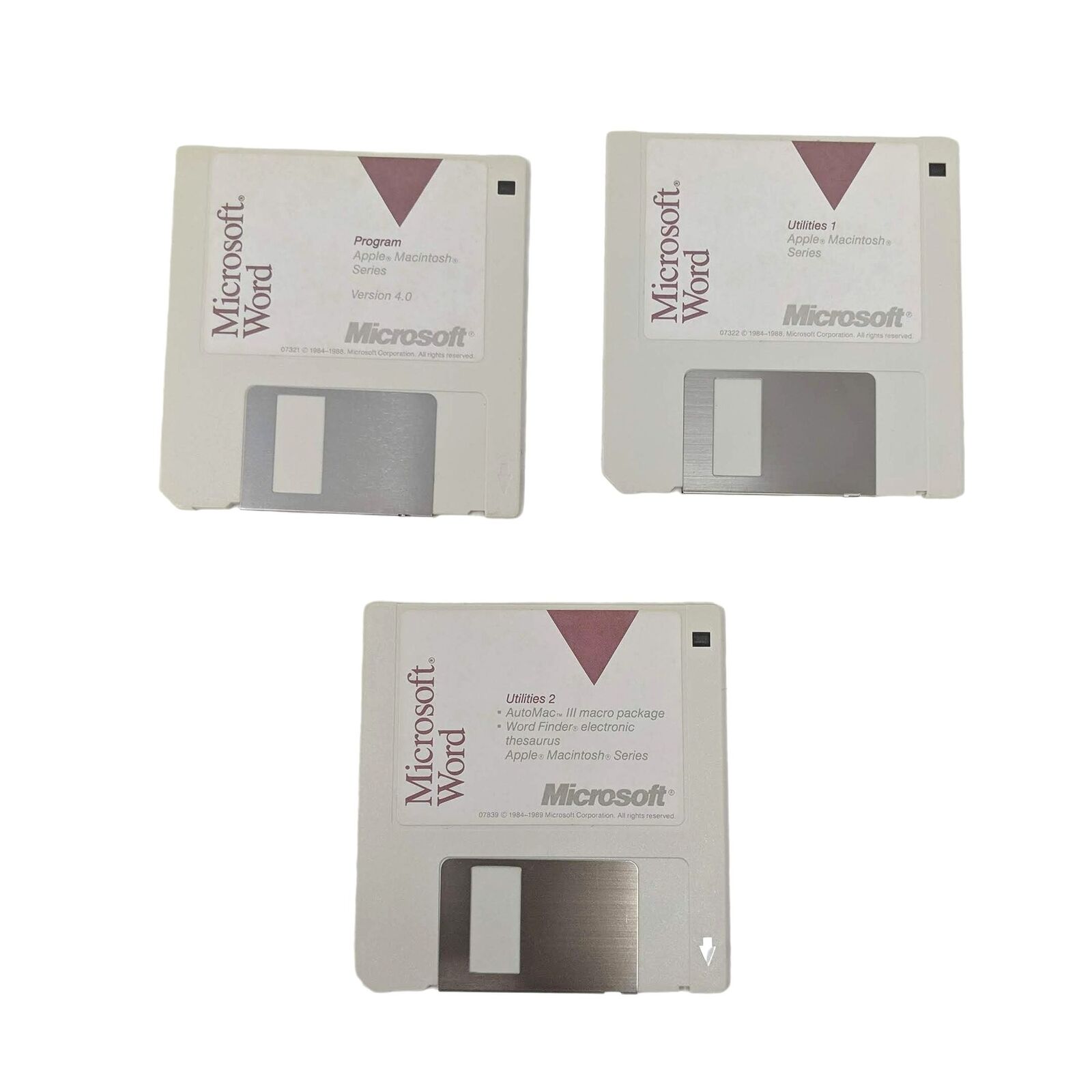 Vintage Apple Microsoft Word Floppy Disks x3