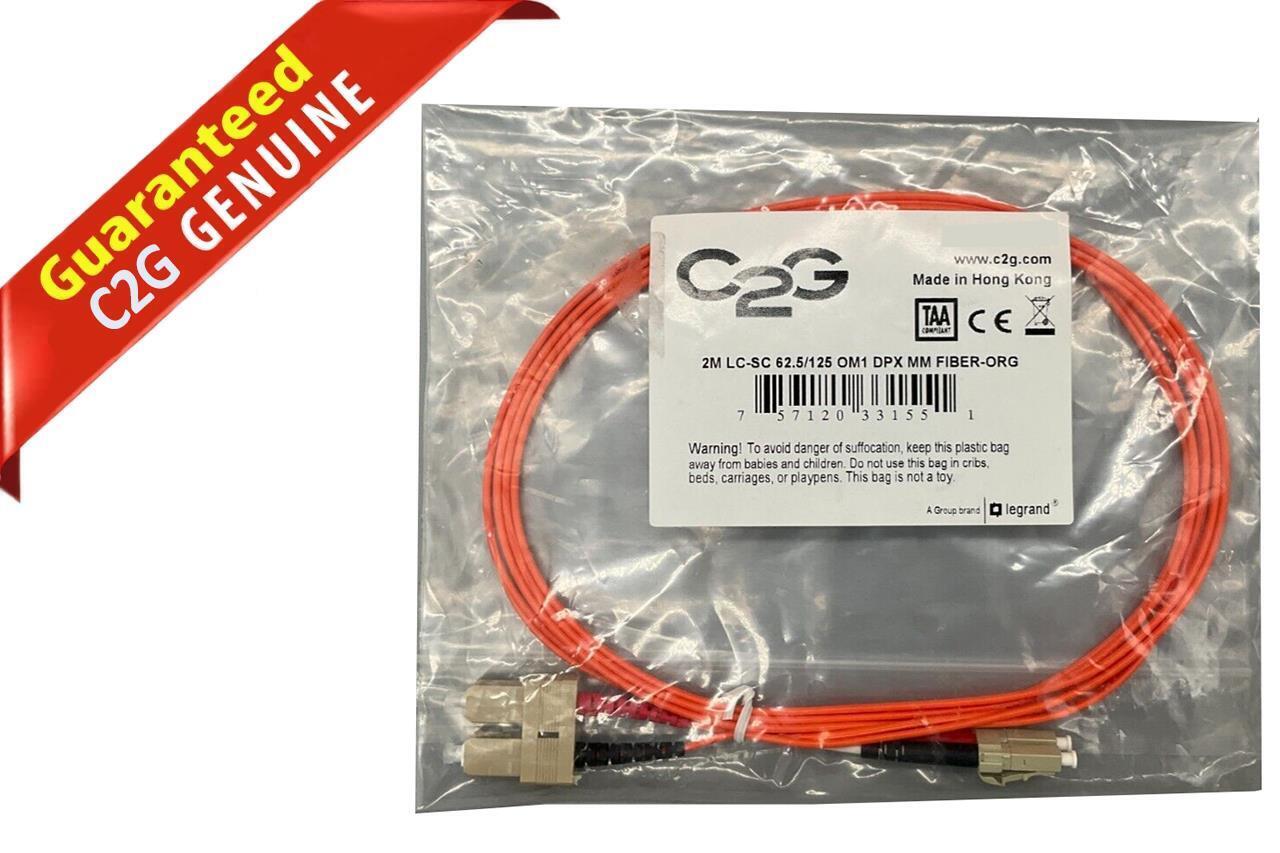 C2G 2M LC-SC 62.5/125 OM1 Duplex Multimode Fiber Optic Cable 33157 33156 33155