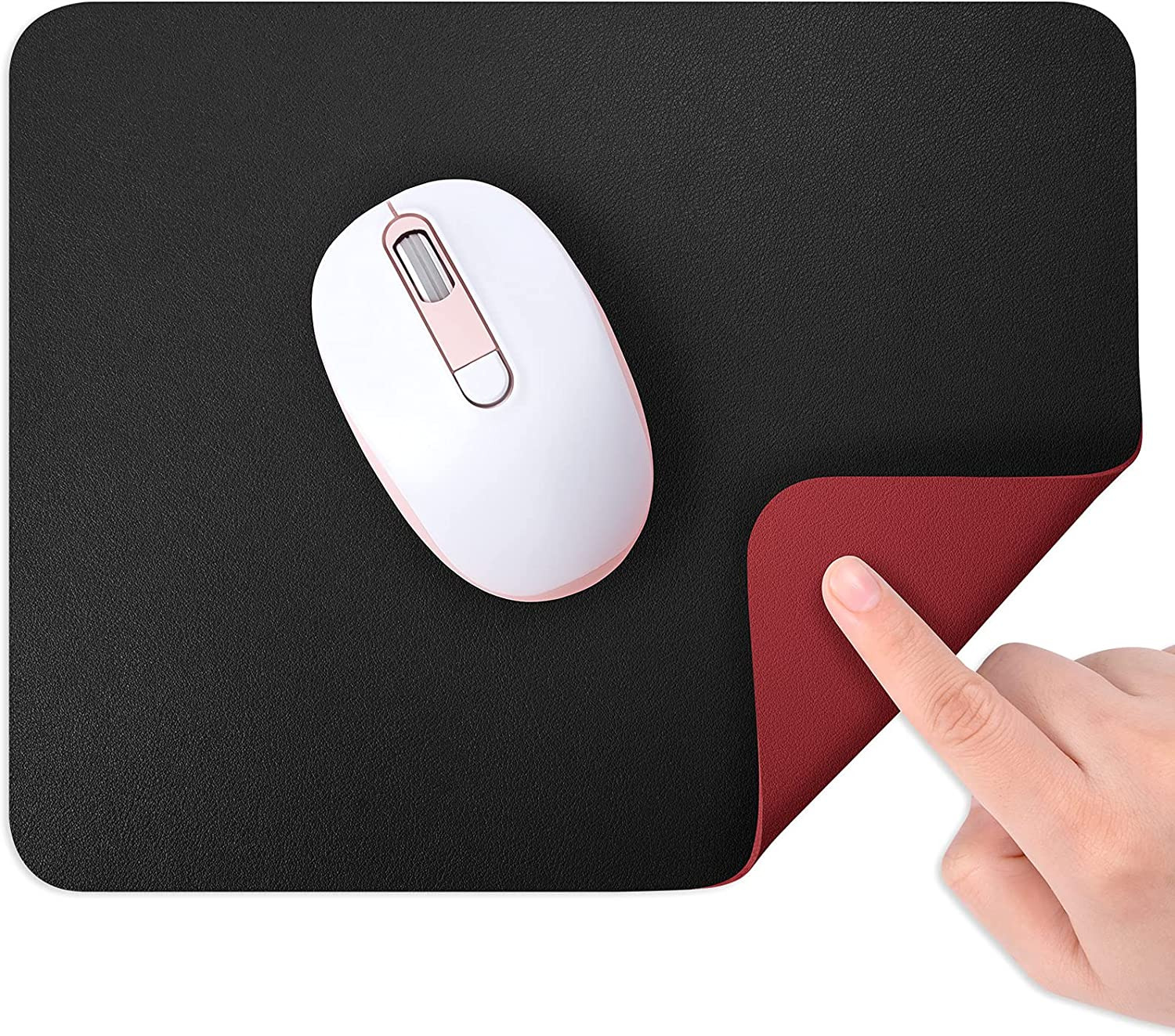 Mouse Pad, Double-Sided PU Leather Small round Mousepad 10.2 X 8.7 Inch, Anti-Sl