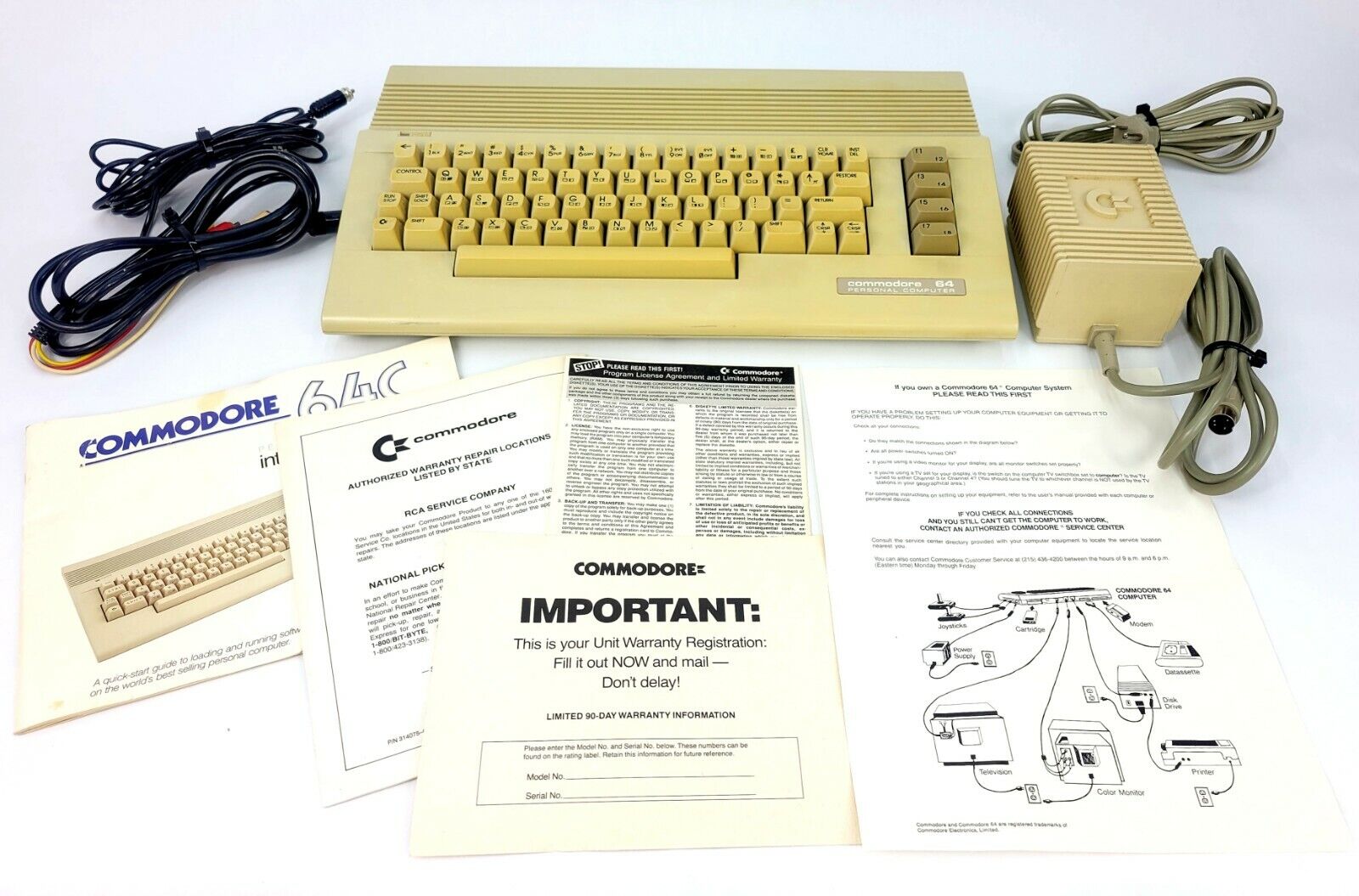 Vintage Commodore 64C Personal Computer w/Manuals & Power Supply - TESTED