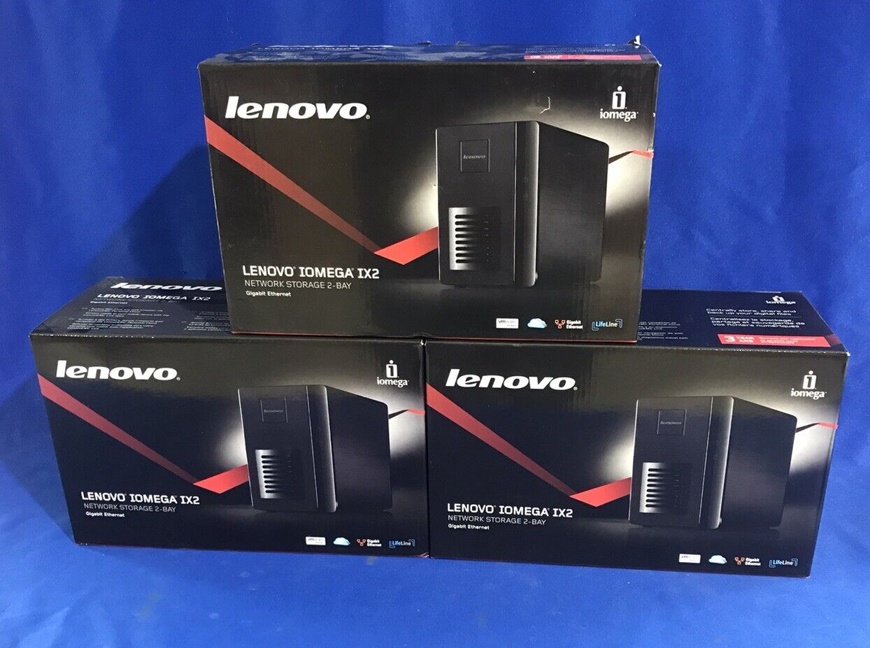 Lot of 3 Lenovo Iomega IX2 2-Bay Gigabit Ethernet Network Storage Devices READ