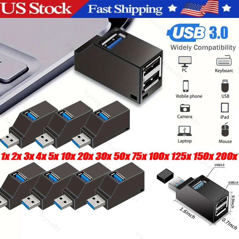 USB3.0 Hub 3Ports Mini Splitter High Speed Data Transfer For PC Laptop wholesale
