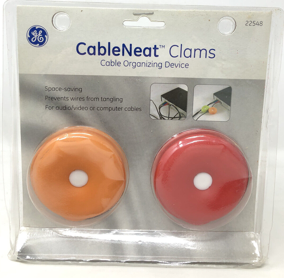 GE Cable Neat Clams Cable Organizing Device Tie Ball-shaped Rubber NOS Computer