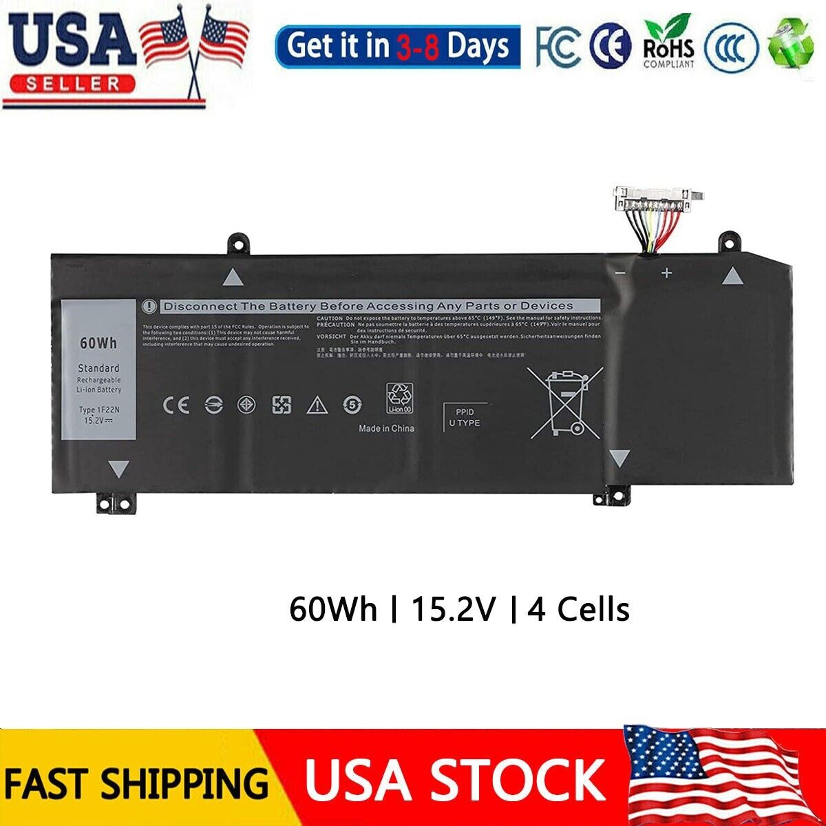 1F22N 60Wh Battery for Dell Alienware M15 M17 2018 G5 15 5590 G7 7590 7790 HYWXJ