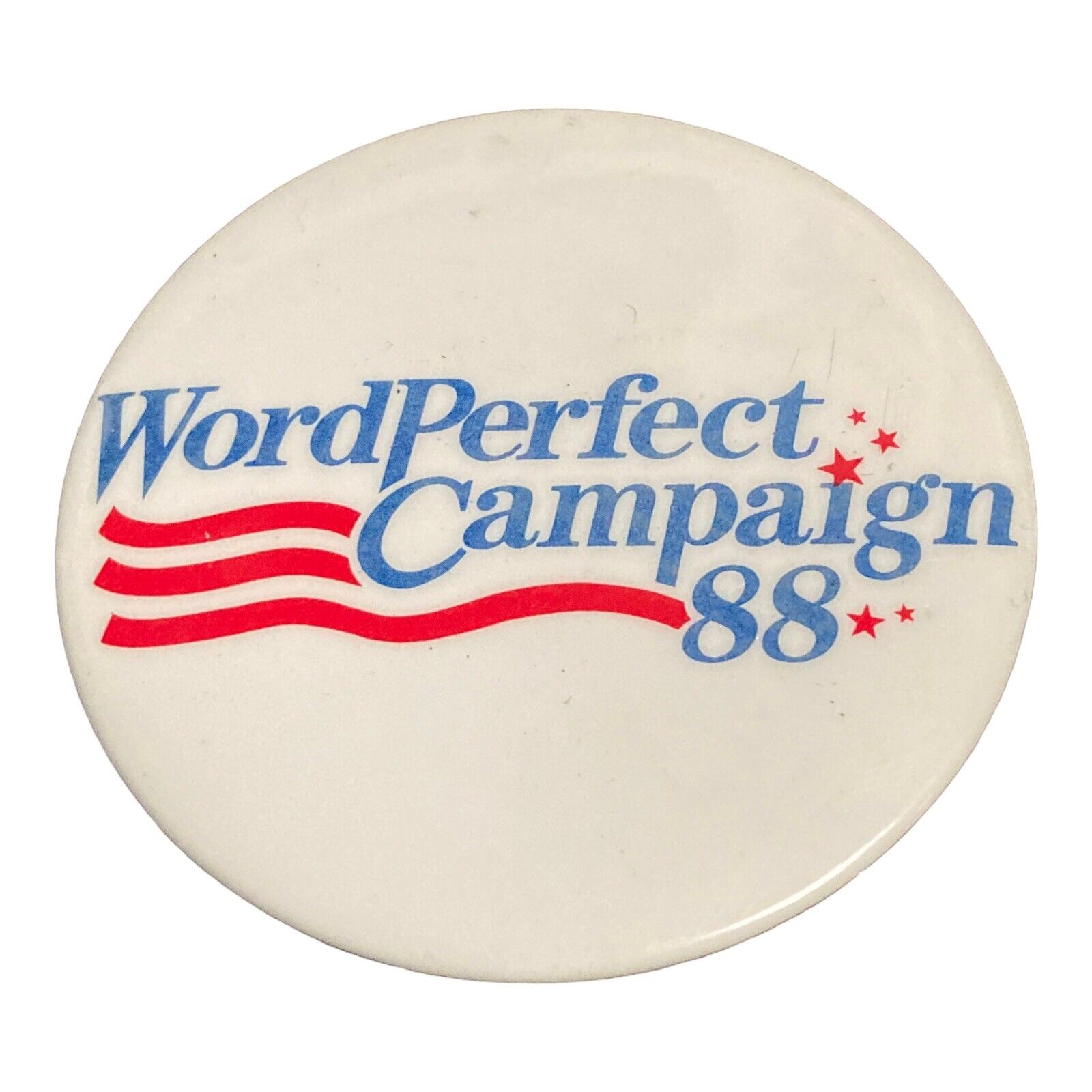 Microsoft WORD PERFECT 2.25” Pinback Button Election Campaign 88 Vintage 1988 
