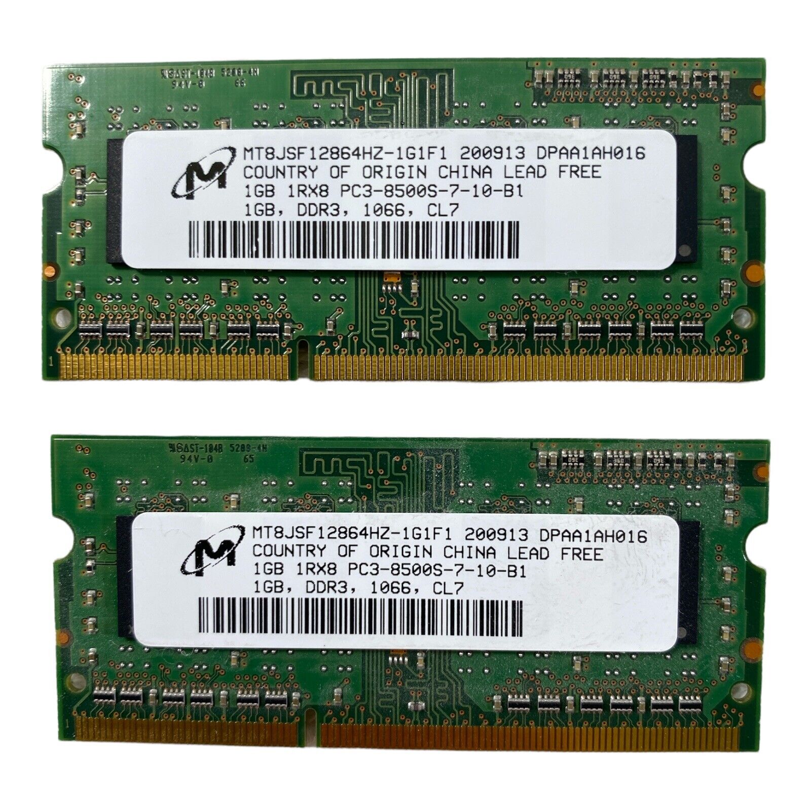 Micron 2GB RAM Kit 2x1GB DDR3 Laptop Memory MT8JSF12864HZ-1G1D1