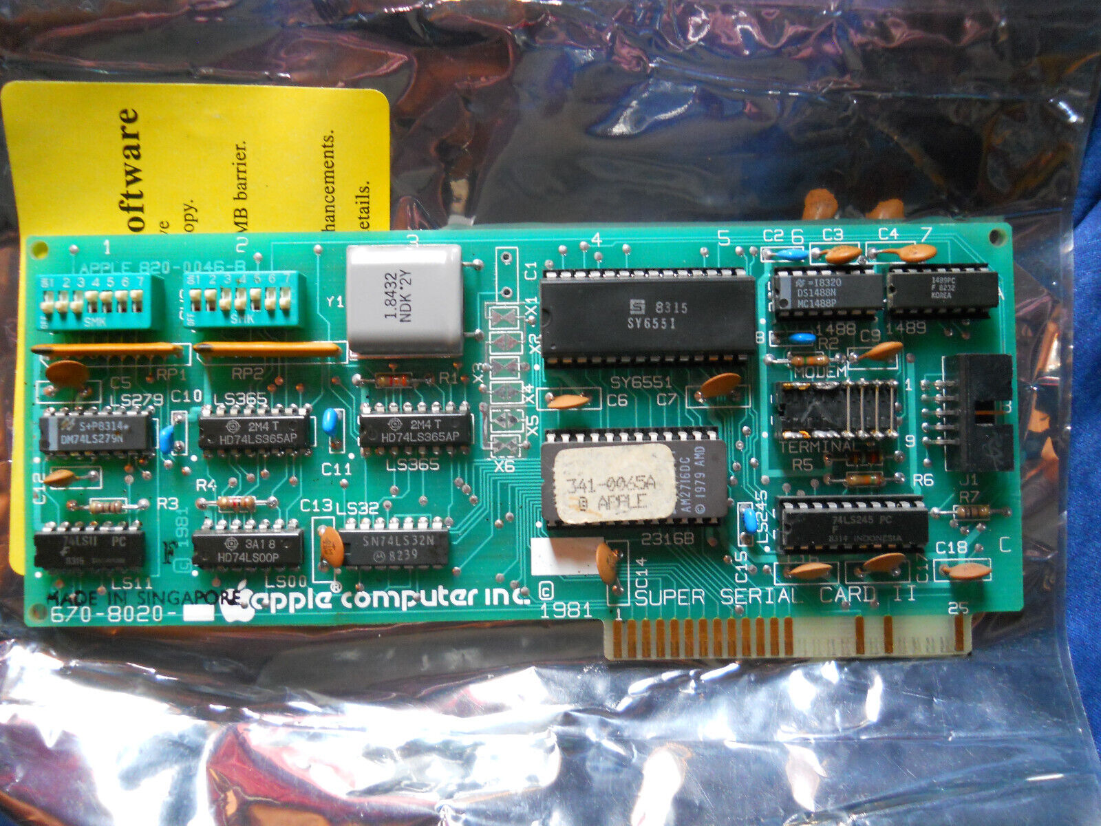 Apple II Super Serial Card II 670-8020- 1981 for Apple II, Plus & IIe TESTED