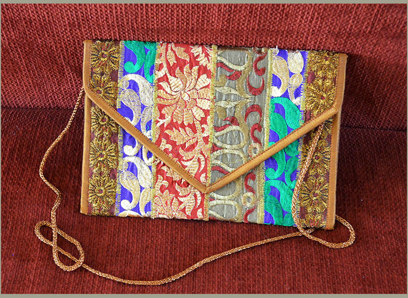embroidered silk purse ipad shoulder bag of antique recycled indian dresses 