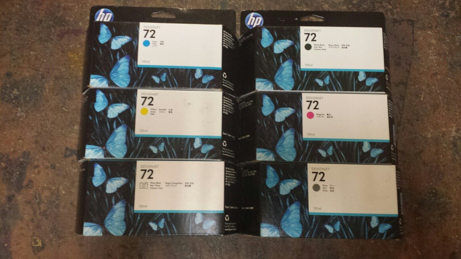 New Genuine OEM Factory Sealed HP 72 Set of 6 Inkjet Cartridges 130ml 2015-2021