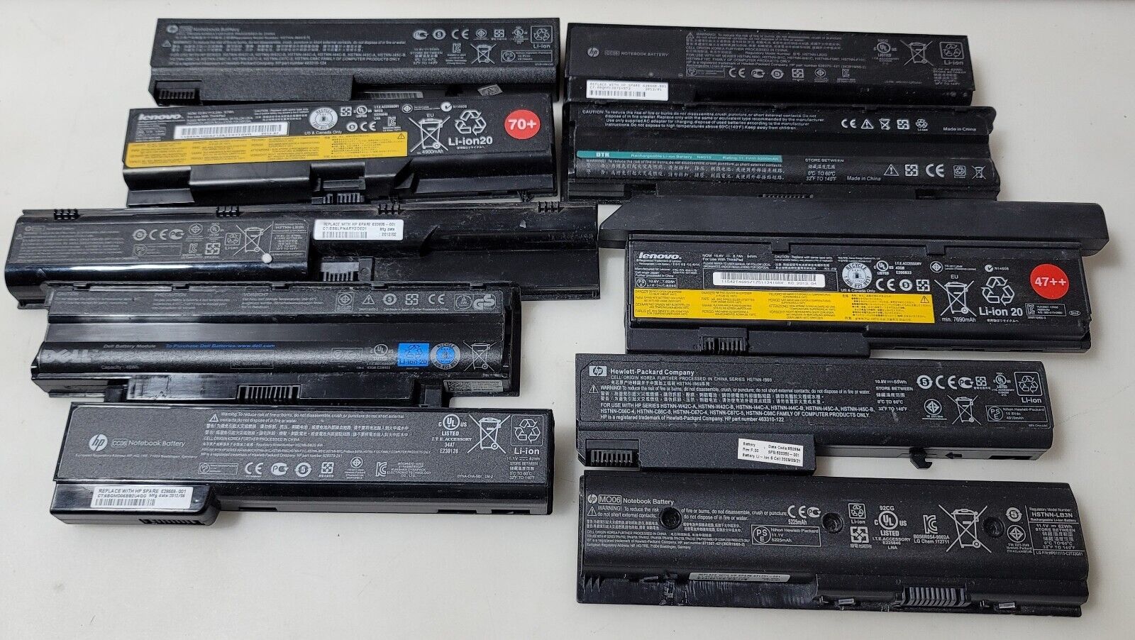 Lot of 10 Mix Lithium Ion Laptop Batteries As Is For Parts Dell/HP/Lenovo/Others