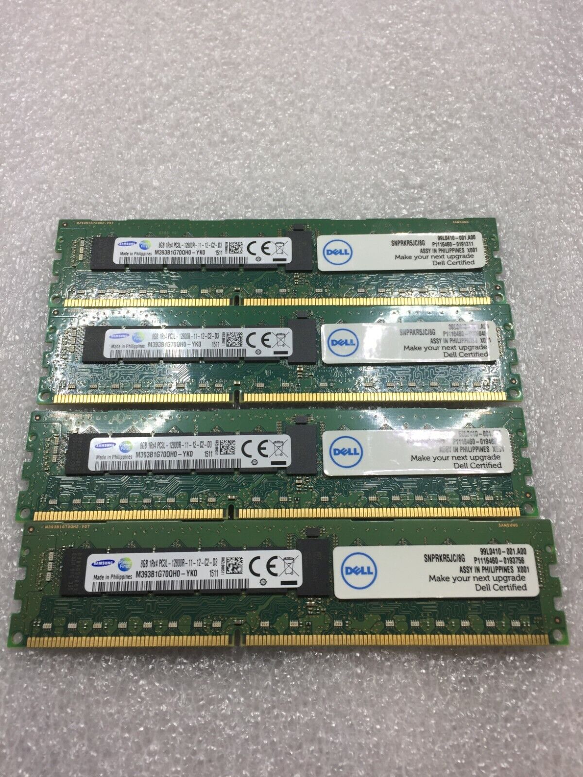 Lot of 4 SAMSUNG 8GB 1RX4 PC3L-12800R M393B1G70QH0-YK0 Server Memory FREE S/H