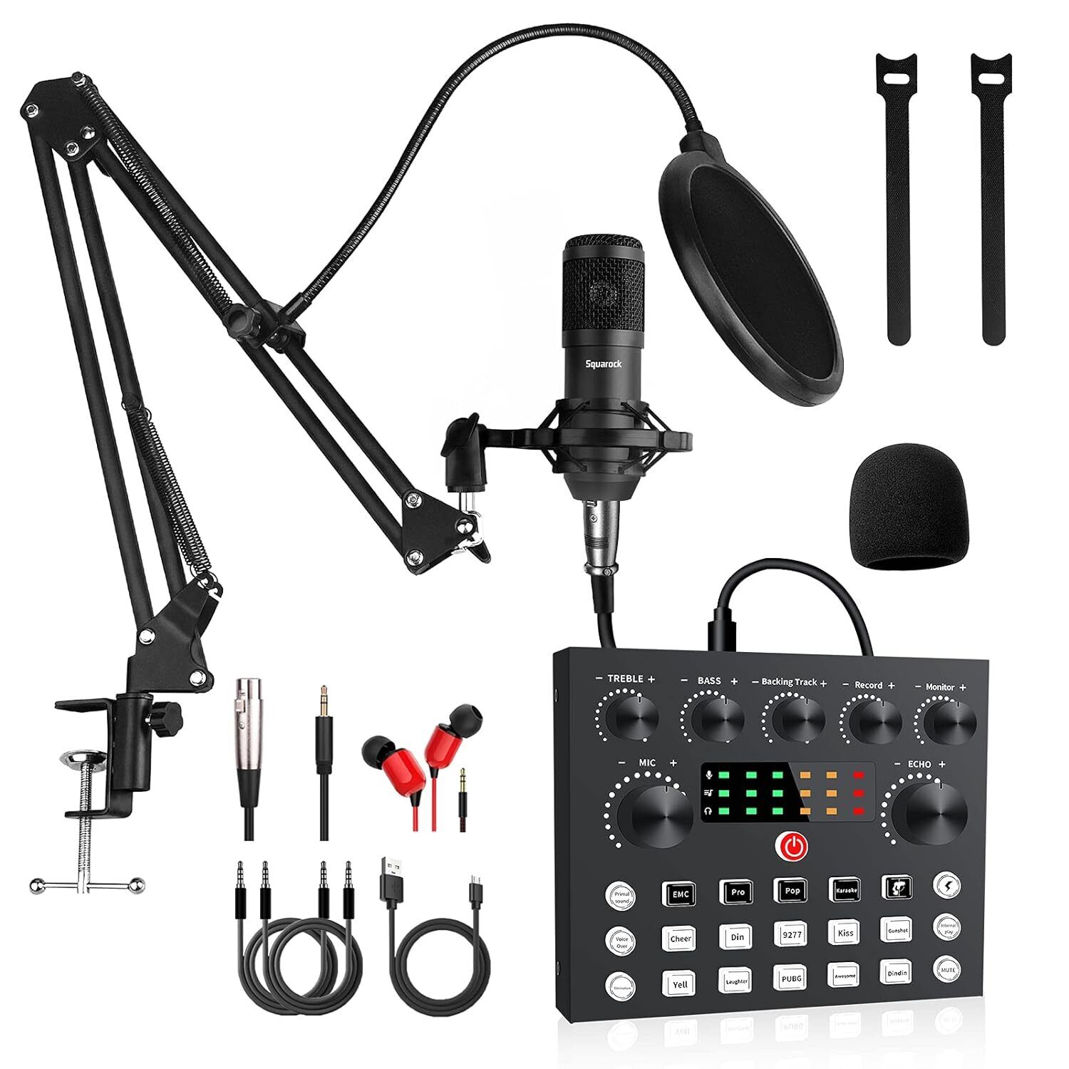 Podcast Equipment Bundle,Audio Interface With All-In-One Dj Mixer And Studio B