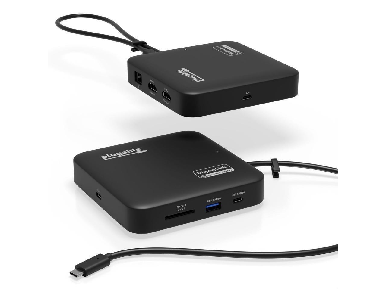 Plugable USB C Docking Station Dual Monitor - Dual HDMI Dock is Compatible with