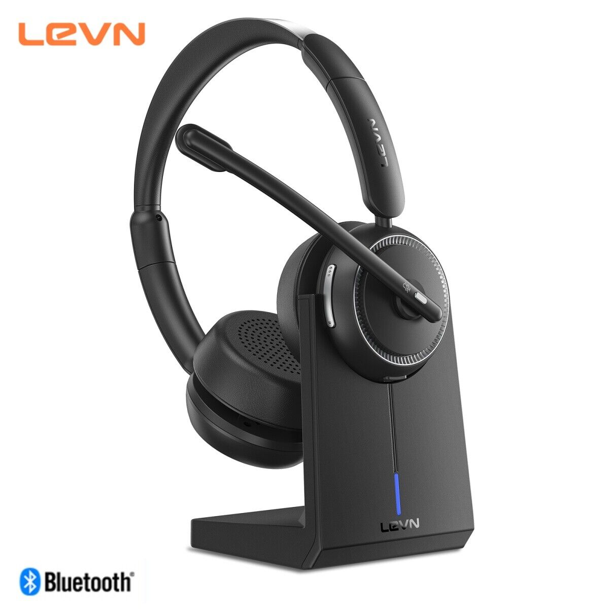 LEVN Bluetooth 5.2 Wireless Headset Noise Canceling Microphone For Remote Work