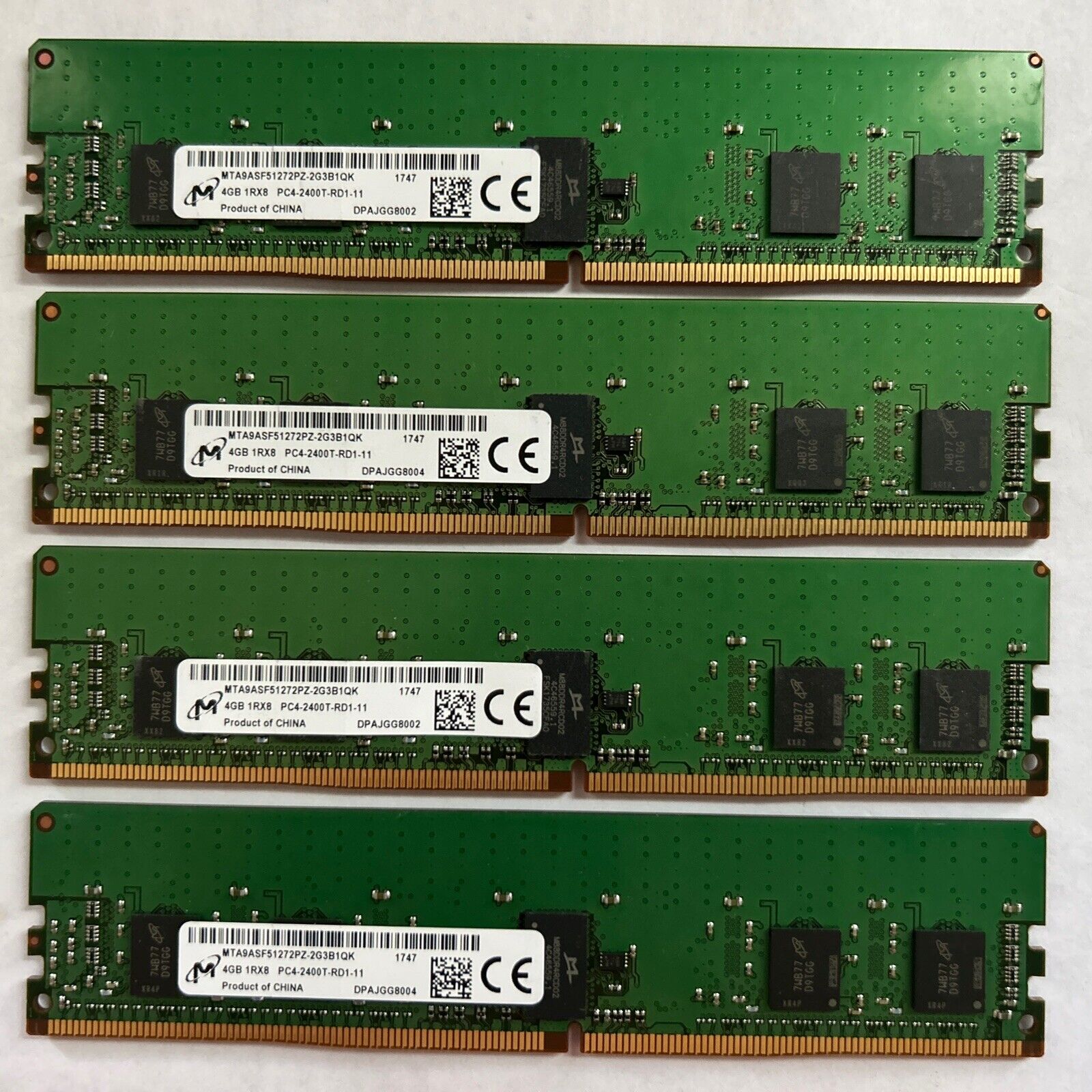 Micron 16GB (4x4GB) DDR4-2400T-RD1-11 SERVER Ram Kit MTA9ASF51272PZ