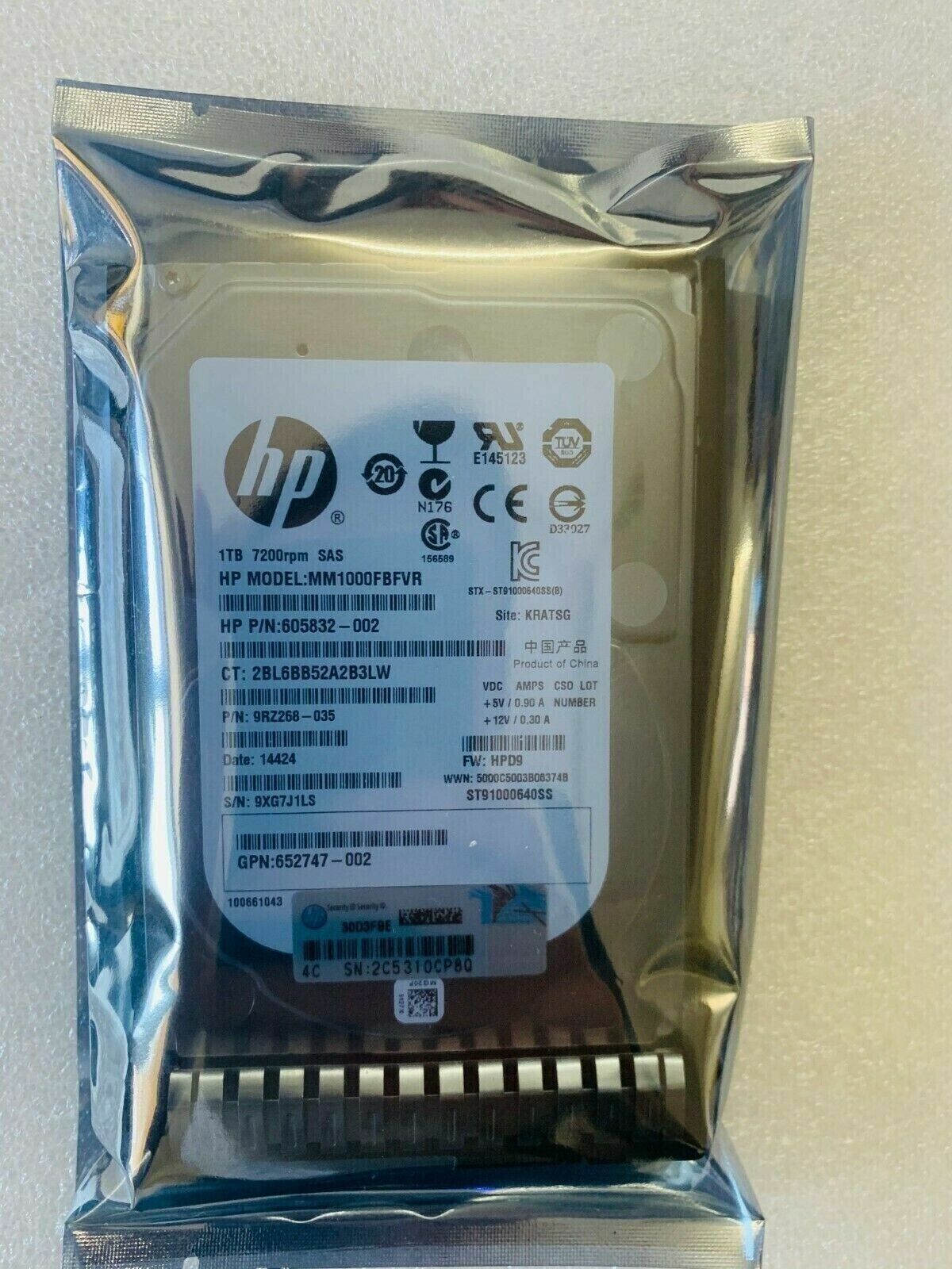 HPE 652749-B21 653954-001 1TB SAS 7.2K 6Gb/s 2.5 in SFF G8 G9 HP HDD Hard Drive