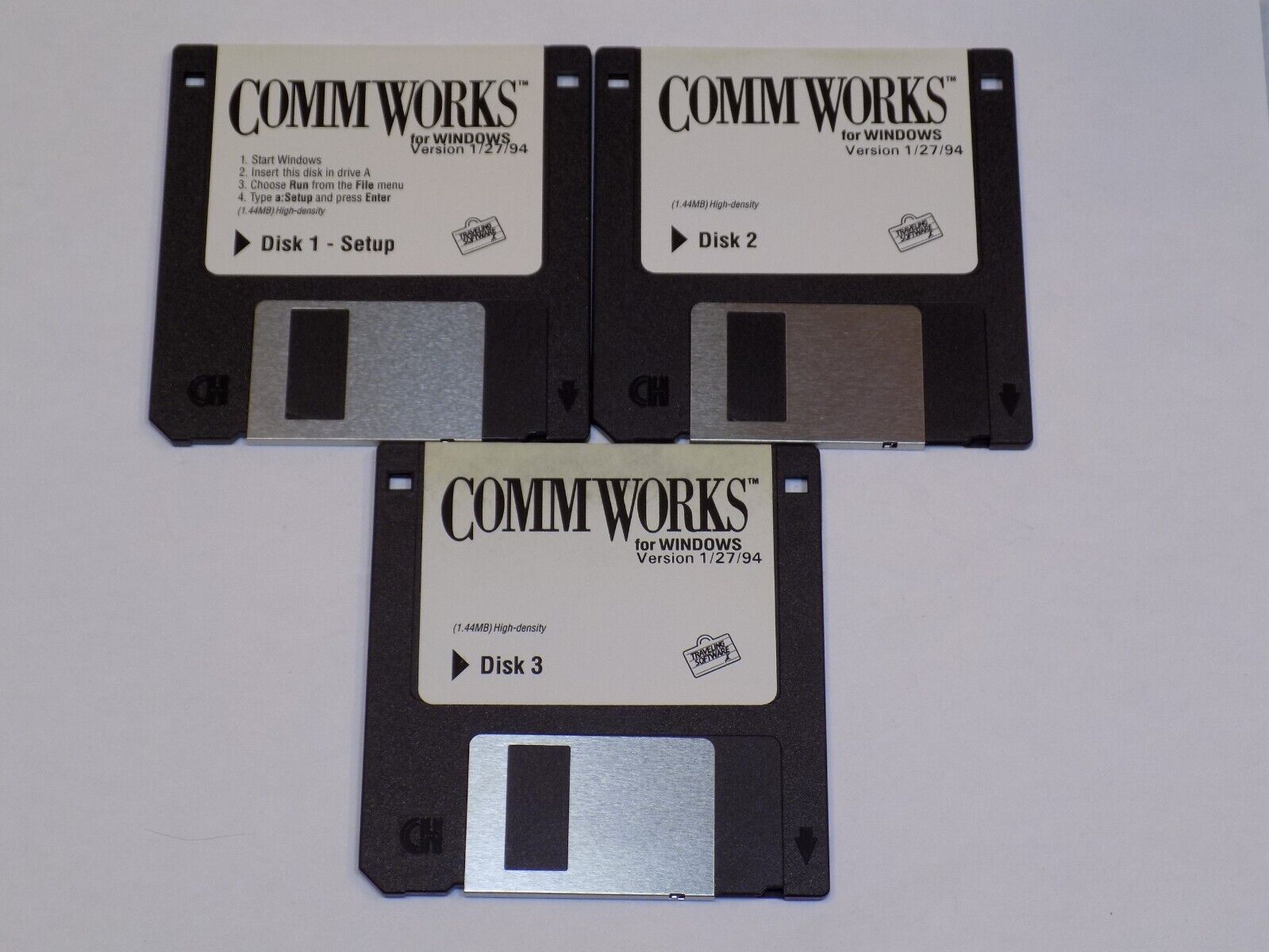 Comm Works For Vintage Old  3.5 Disk Windows MS Computer Program 1994 Set 3 Lot