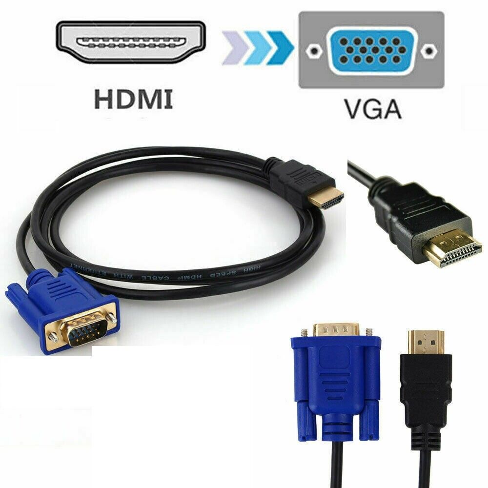 1080P HDMI Male to VGA M Video Converter Adapter Cable for PC DVD HDTV 1.8M/6FT