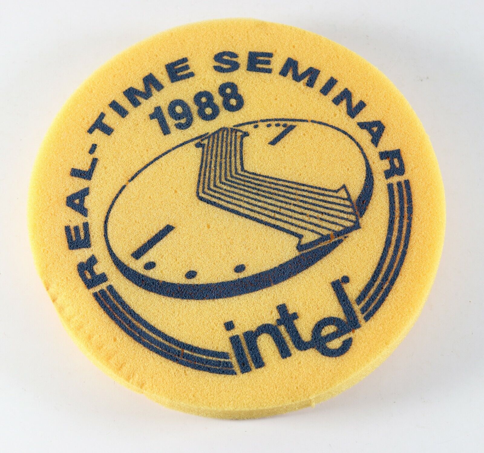 Vintage 1988 INTEL Computer Real Time Seminar Foam Promo Graphic Advertisement