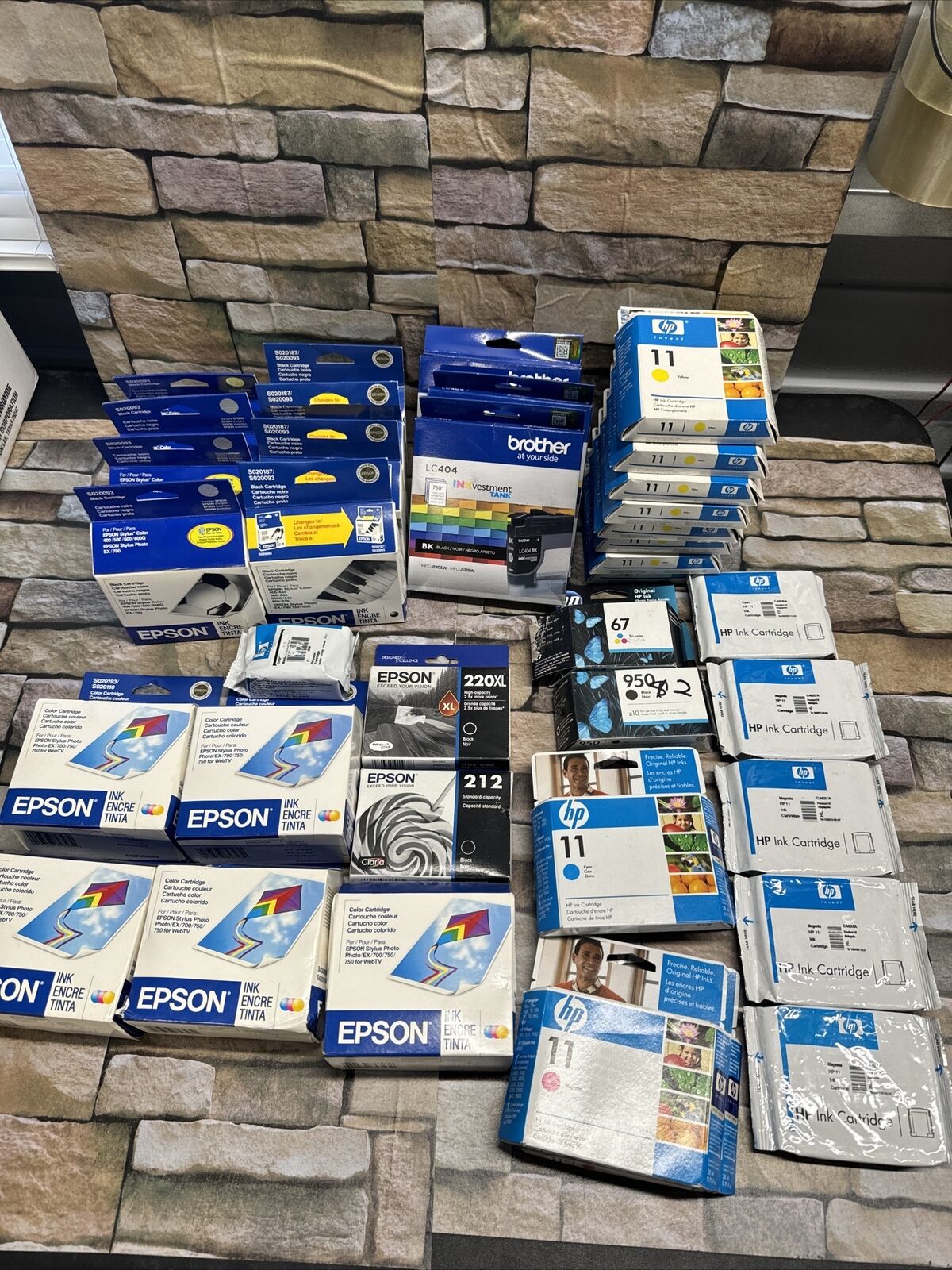 Lot Of 38 Epson HP Brother Printer Ink Toner Lot Mostly Expired All Brand New