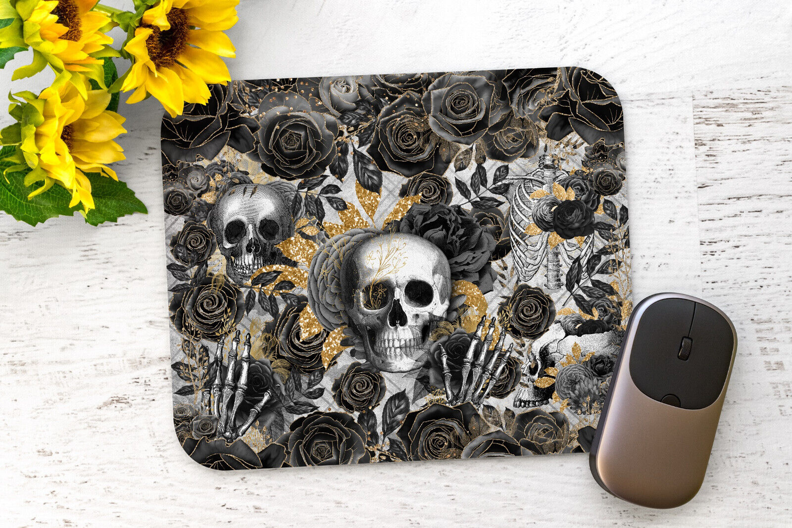 Rose & Skull Mouse Pad (5 Colors)